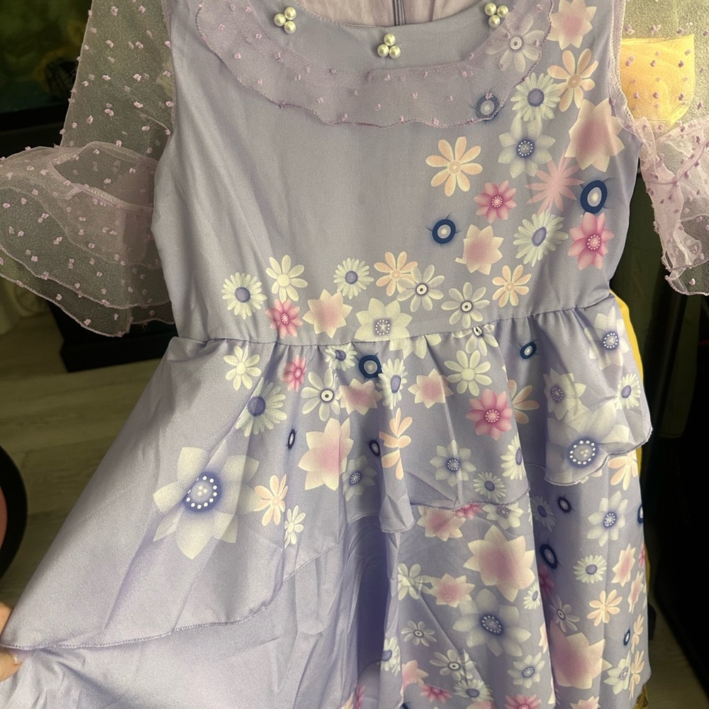 Floral Lavender Dress with Sheer Sleeves Encanto dress